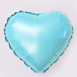 10" сердце голубое фольгированное