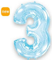 Цифра 3 пастель-голубая Flexmetal