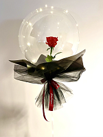 Комплект Bobo Шар Bubbles 22" прозорий з трояндою червона Китай