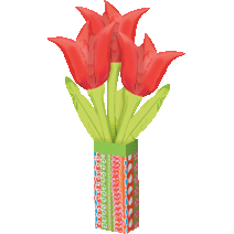 А-17554-01 Букет квітів Тюльпани (ваза+3 квітки) Міні Anagram