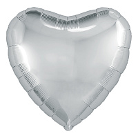 Шар надувной сердце 30" (76,5 см.) Серебро