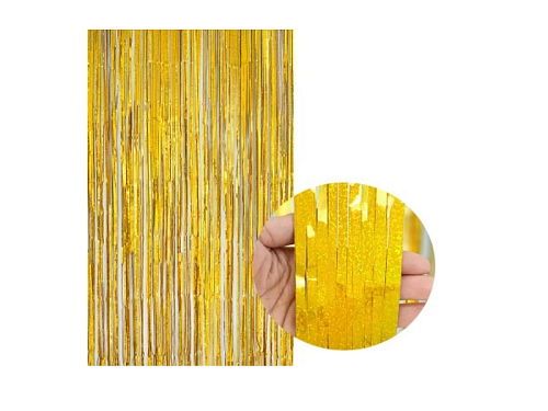 Декоративна шторка для фотозони - золото (голограма) 1*2 м
