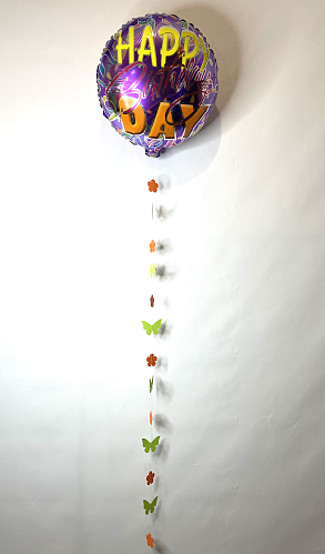 Гірлянда паперова 1,2м "Метелик+квітка" салатовий+помаранчевий 