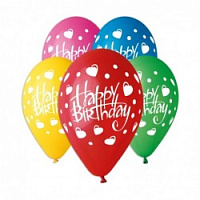 12 пастель ас. з мал.GS 110/12" "HAPPY BIRTHDAY" Серця шовкографія (Італія) (100шт/уп) #191