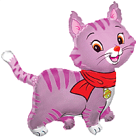 Котенок с шарфом 901653 Фольга розовая
