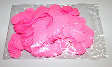 Конфетти КРУГ розовый 2,3 см. (1уп. = 100 гр.)