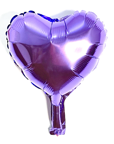 10" серце б/м пурпурове фольговане