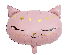 Голова кота розовая Фольга Китай