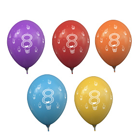 12 пастель ас. з мал. цифра "8" (тістечка) (100шт/уп) 4+0