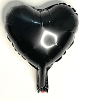 10" сердце черное фольгированное