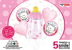 Набір кульок FF-TAZ008 "Пляшечка рожева" 5шт.