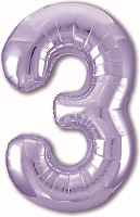 Фольгована кулька Цифра 3 Slim  Agura Фиолетовый