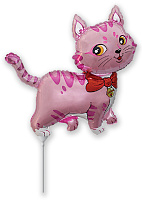 Кошечка с бантом 902707 Фольга розовая