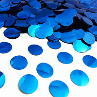 Конфетти КРУГ синий металлик 2,3 см.(1уп.=100 гр)