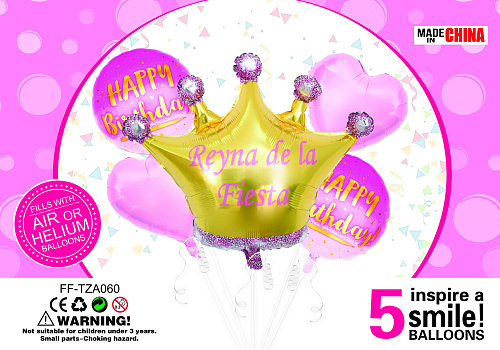 Набір кульок FF-TAZ060 "Корона рожева" 5шт.